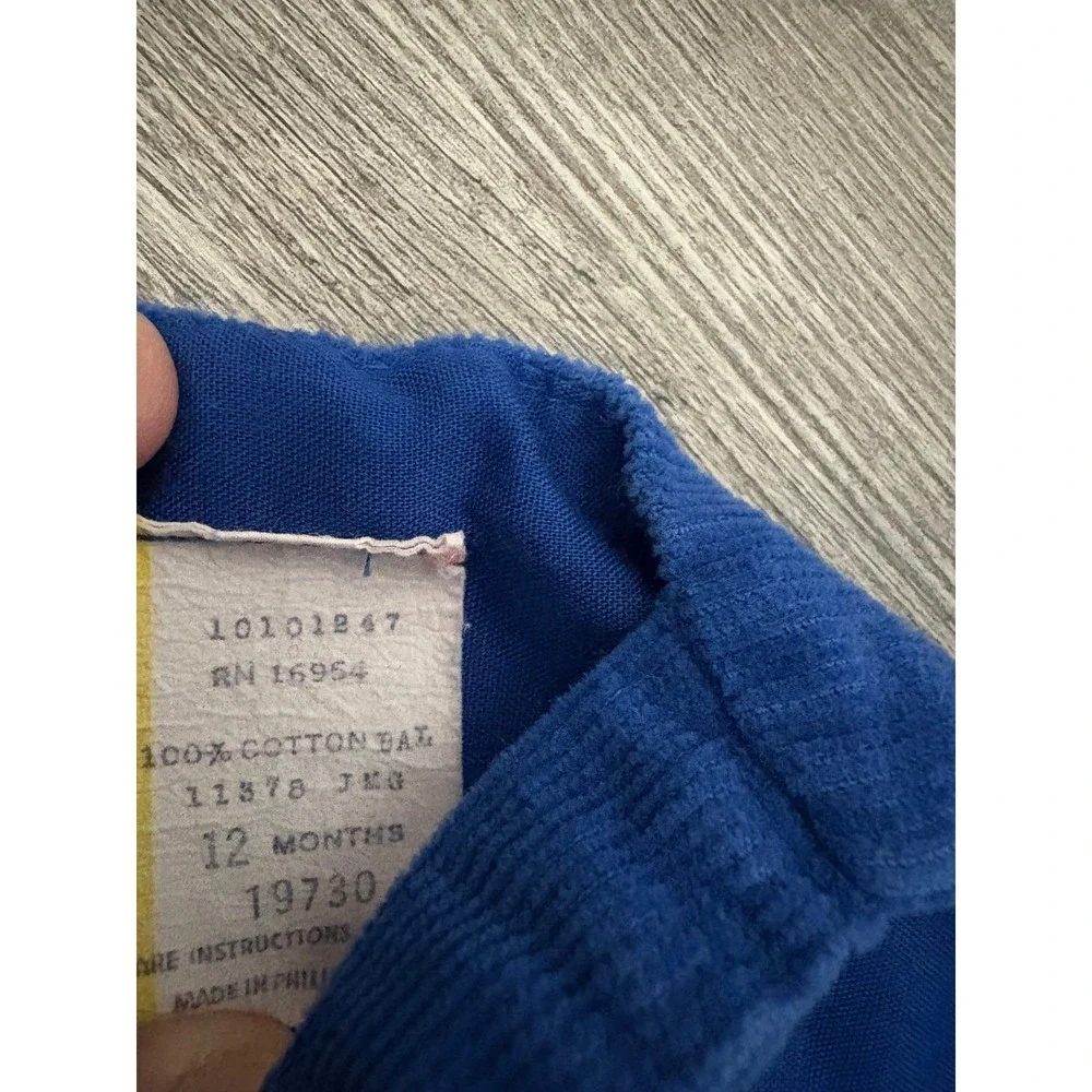 Kids Blue Corduroy Teddy Bear Football Overalls‎ Size 12 Months